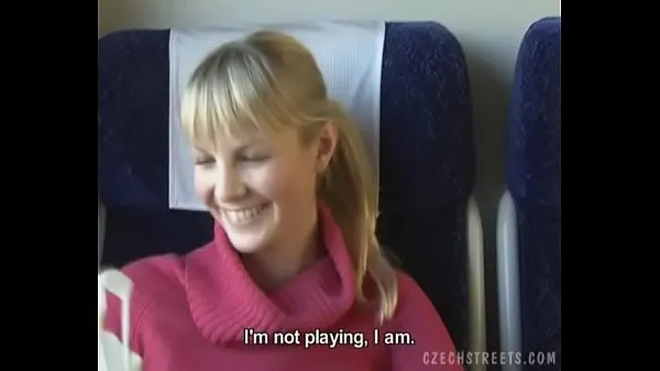 Se Czech streets Blonde girl in train power Tube
