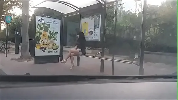 Watch bitch at a bus stop power Tube