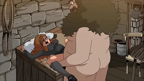 Watch Fat man destroys teen pussy (Hagrid and Hermione power Tube