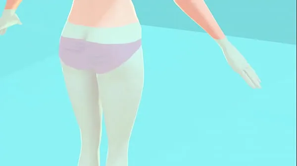 Se Toyota's anime girl shakes big breasts in a pink bikini power Tube