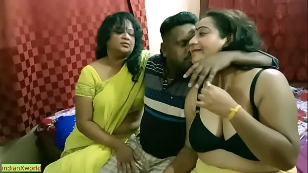 Oglejte si Indian Bengali boy getting scared to fuck two milf bhabhi !! Best erotic threesome sex Power Tube