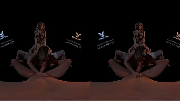 Katso VReal 18K Spitroast FFFM orgy groupsex with orgasm and stocking, reverse gangbang, 3D CGI render Power Tube