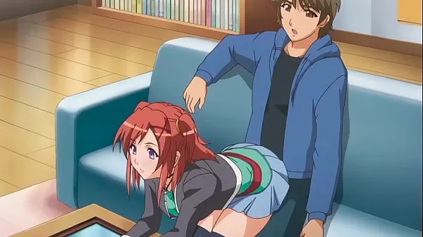 Watch step Brother gets a boner when step Sister sits on him - Hentai [Subtitled power Tube