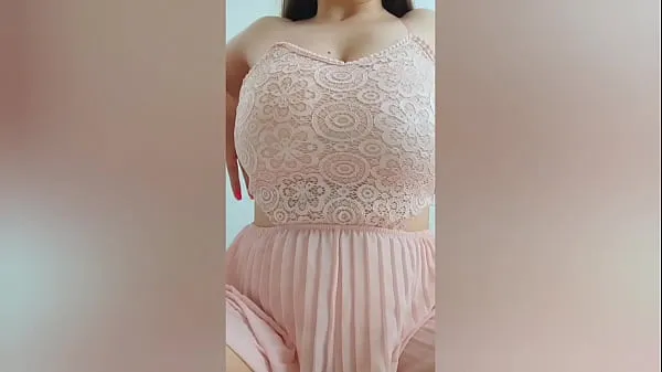 Watch Young cutie in pink dress playing with her big tits in front of the camera - DepravedMinx power Tube